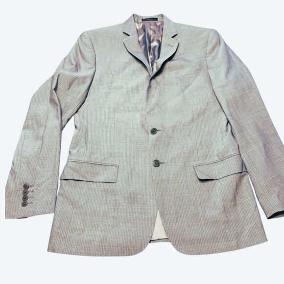Calvin Klein Slim Fit Light Gray Pinstripe Wool Suit Jacket 46R - Picture 1 of 6